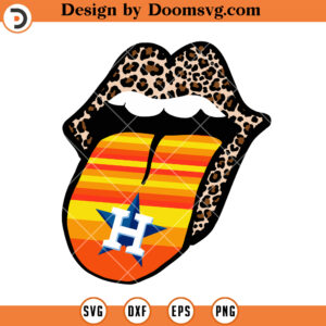 Houston Astros Rolling Stones Leopard SVG, Houston Astros Logo SVG, Baseball SVG Files For Cricut