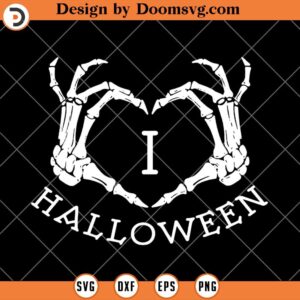 I Love Halloween SVG, Skeleton Heart SVG