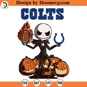 Indianapolis Colts Jack Skellington SVG, NFL Football Team Halloween SVG Files For Cricut