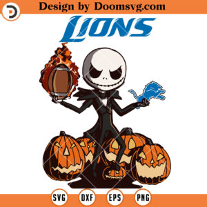 Jack Skeleton Lions Detroit SVG, NFL Football Team Halloween SVG Files For Cricut