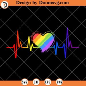 LGBT Gay Pride Heartbeat SVG, Pride Month SVG, Heart LGBT SVG