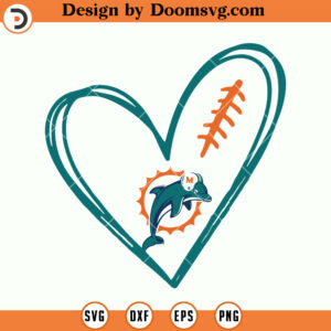 Miami Dolphins SVG, Love Heart Miami Dolphins SVG, NFL Football Team SVG