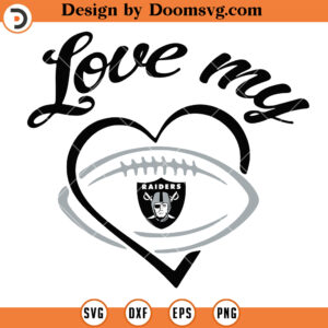 Las Vegas Raiders SVG, Love My Raiders Heart SVG, NFL Football Team SVG Files For Cricut