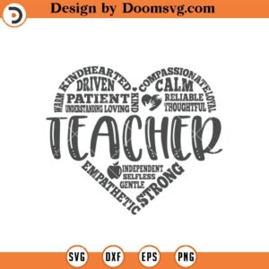 Love Teacher Virtues SVG, Teacher Heart SVG, Teacher SVG
