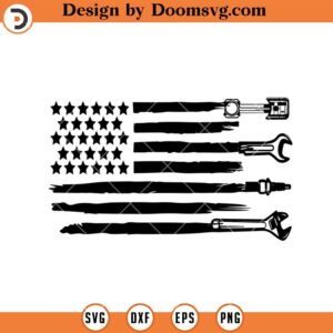 Mechanic US flag SV, Mechanic Silhouette SVG