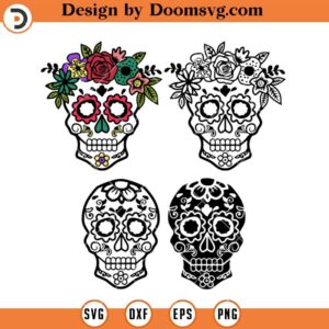 Mexican Sugar Skull SVG, Dia De Los Muertos Mexican Halloween SVG, Mexican Skull SVG