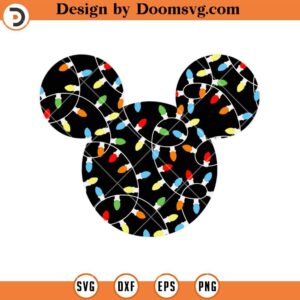 Mickey Ears Christmas Lights SVG, Mickey Christmas SVG Files For Cricut