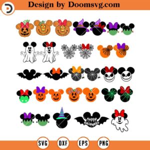 Mickey Face Halloween Bundle SVG, Horror Cartoon Mickey SVG