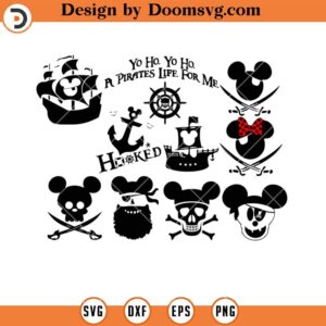 Mickey Pirate Silhouette SVG, Cartoon Disney World Disneyland SVG