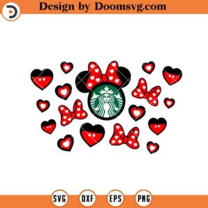Mickey Starbucks Wraps SVG, Valentine Red Bow Starbucks Wraps SVG