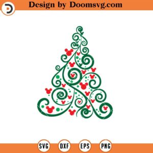 Mickey and Minnie Christmas Tree SVG, Christmas Disney SVG Files For Cricut
