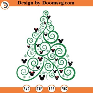 Mickey and Minnie Christmas Tree SVG, Christmas Disney SVG Files For Cricut