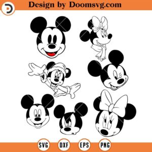 Mickey and Minnie Face SVG, Mickey Silhouette SVG, Disney SVG Files For Cricut