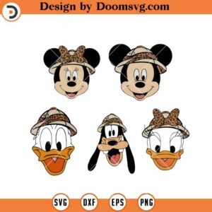 Mickey and Minnie With Leopard Hat SVG, Disney Character SVG Files For Cricut