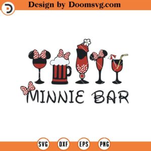 Minnie Bar SVG, Christmas Wine Mickey Mouse SVG, Christmas Wine SVG, Drinking Wine SVG