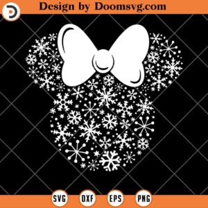 Minnie Ears Snow Silhouette SVG, Minnie Mouse Disney Christmas SVG Files For Cricut