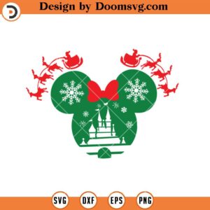 Minnie Mouse Green Head Christmas SVG, Christmas Disney SVG Files For Cricut