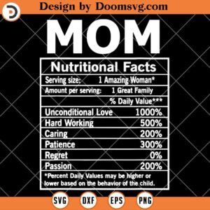 Mom Nutritional Facts SVG, Funny Mom SVG