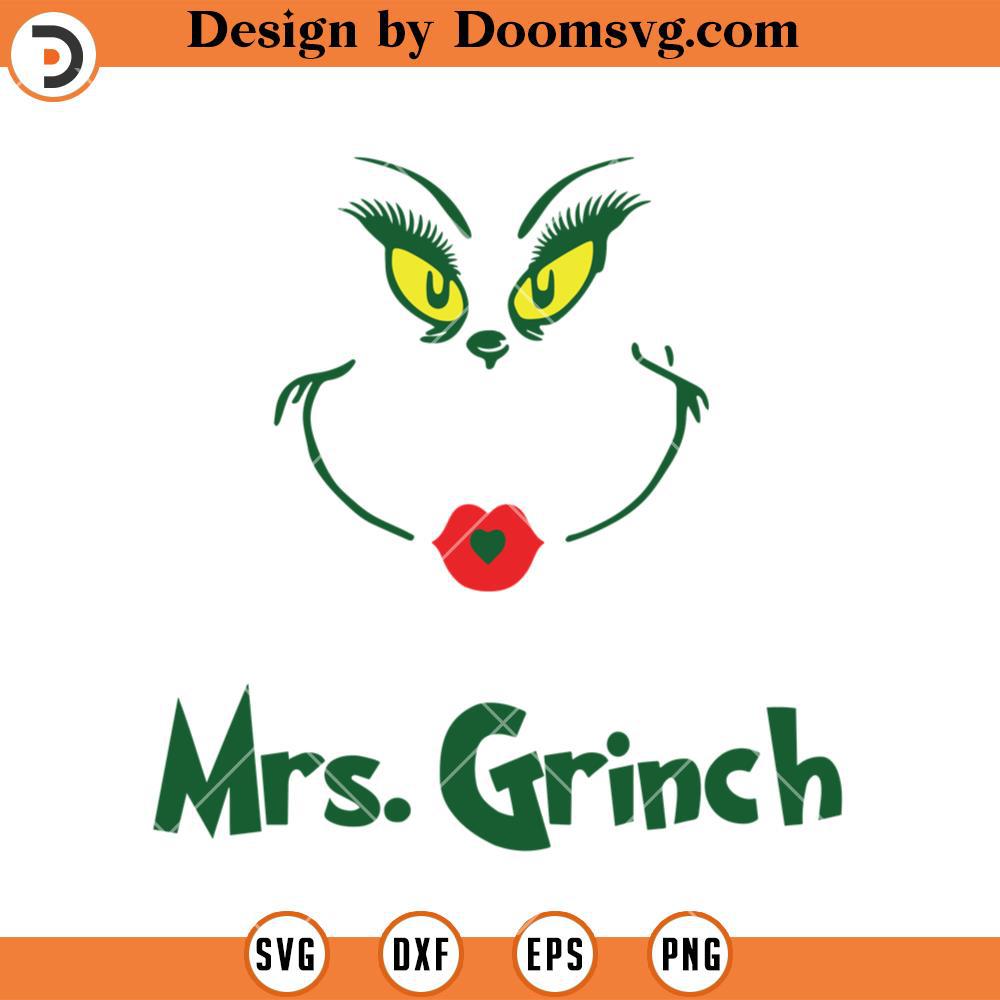 Mrs Grinch Cute Face SVG, Grinch Christmas SVG - Doomsvg