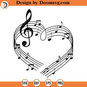 Music Heart Note SVG, Silhouette Music Notes SVG