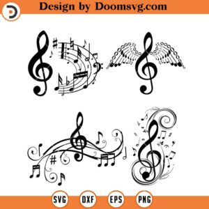 Music Note Bundle SVG, Silhouette Music Notes SVG