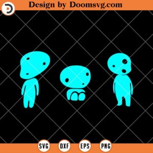 Neon Glowing Kodama Magnets SVG, Three Anime Japan SVG