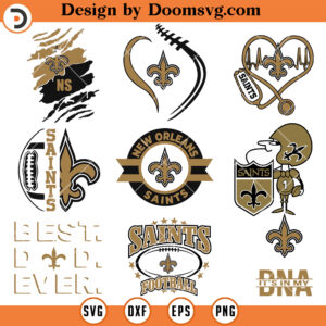 New Orleans Saints Bundle SVG, Saints DNA , Dad, Logo, Name, Heart, Love SVG