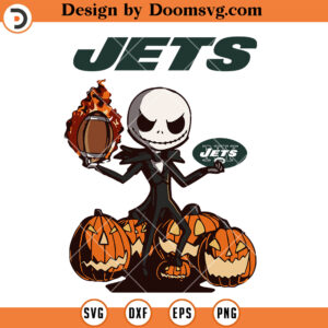 New York Jets Jack Skellington SVG, NFL Football Team Halloween SVG Files For Cricut