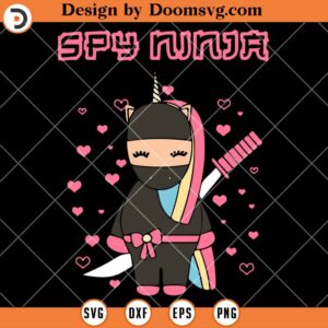 Spy Ninjas SVG, Ninja Unicorn SVG, Pink Unicorn Ninja SVG