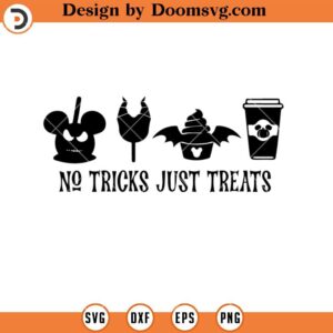 No Tricks Just Treats Disney SVG, Mickey Halloween Silhouette SVG