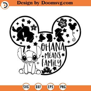 Ohana Means Family Mickey Head Silhouette SVG, Disney SVG Files For Cricut