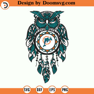 Miami Dolphins SVG, Owl Mandala Miami Dolphins SVG, NFL Football Team SVG