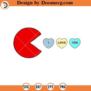 Pac Man I Love You SVG, Gamer Valentines Day SVG