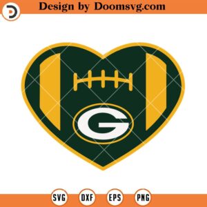 Packers Heart Ball SVG, Greean Bay Packers SVG, NFL Football Team SVG Files For Cricut