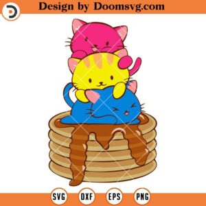 Pansexual Pride Kawaii Cats on Pancakes SVG, Ride Month SVG, Bisexual SVG