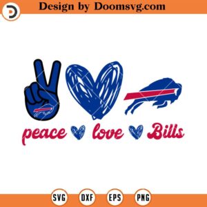 Peace Love Bills SVG, Buffalo Bills SVG, NFL Football Team SVG