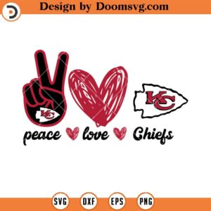 Peace Love Chiefs SVG, Kansas City Chiefs SVG, NFL Football Team SVG Files For Cricut
