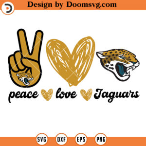 Peace Love Jaguars SVG, Jacksonville Jaguars Design SVG, NFL Football SVG