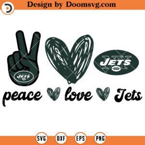 Peace Love Jets SVG, New York Jets SVG, Jets NFL Football Team SVG Files For Cricut