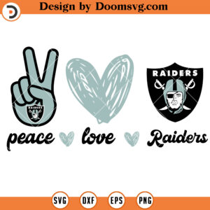 Peace Love Raiders SVG, Oakland Raiders NFL Football Team SVG Files For Cricut