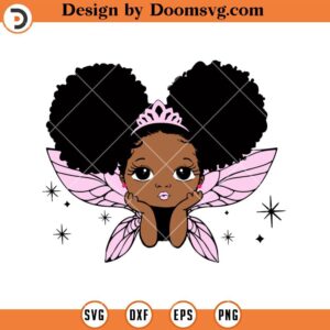 Peekaboo Fairy Girl SVG, Little Melanin Princess SVG, Little Black Girl SVG