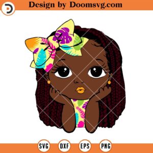 Peekaboo Girl With Bowtie SVG, Cute Black African American Kids SVG, African American SVG