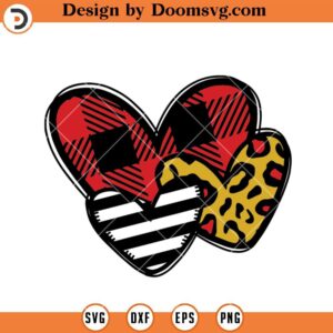 Plaid Leopard Heart SVG, Valentine Hearts SVG