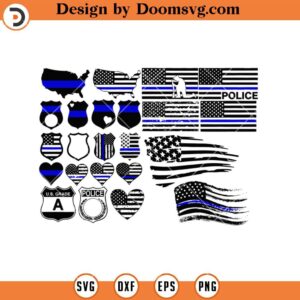 Police Flag Bundle SVG, Police SVG, Silhouette Police Badge SVG