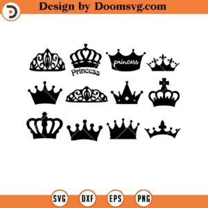 Princess Crown Bundle SVG Silhouette, Crown SVG