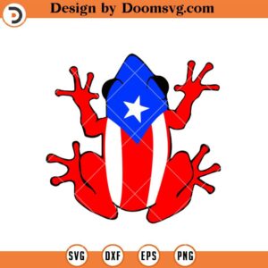 Puerto Rico Flag Frog SVG, Striped Coqui SVG