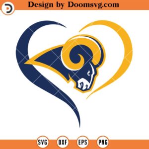 Rams Heart Logo SVG, Los Angeles Rams SVG, NFL Football Team SVG Files For Cricut