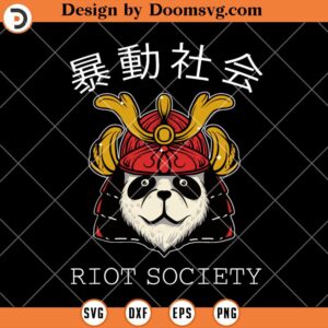 Riot Society SVG, Anime Cricut SVG, Panda Samurai Hat SVG