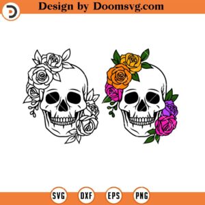 Rose Skull SVG, Sugar Skull SVG, Simple Skull SVG