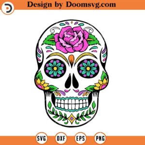 Rose Sugar Skull SVG, Sugar Skull SVG, Day Of The Dead Skull SVG
